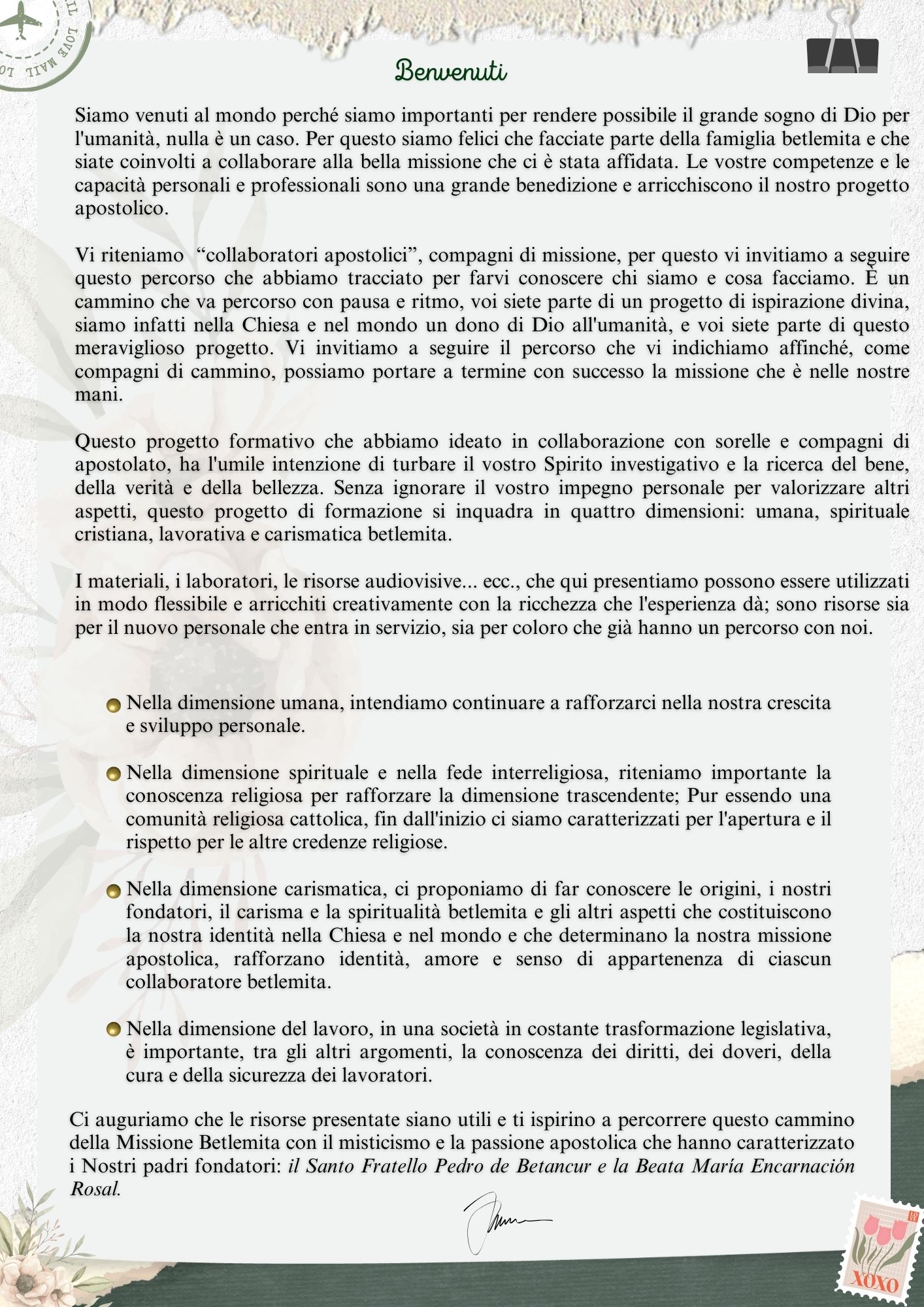 CARTA BIENVENIDA