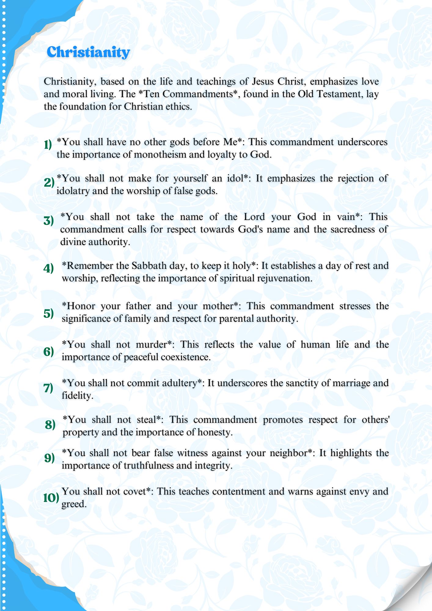 BEATITUDES - COMMON FACTORS IN THE THREE RELIGIONS THE COMMANDMENTS IN THE THREE RELIGIONS (3)