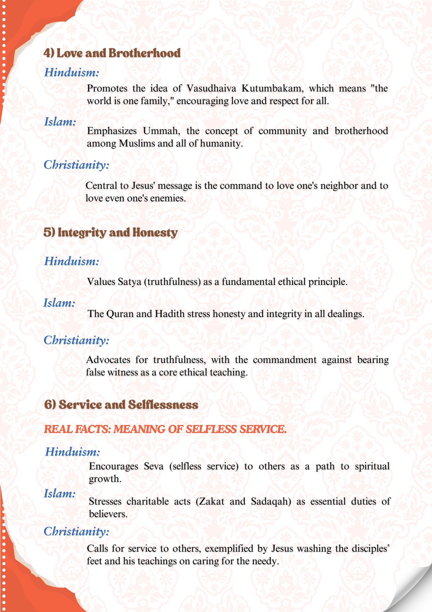 VALUES IN THE THREE RELIGIONS (2)