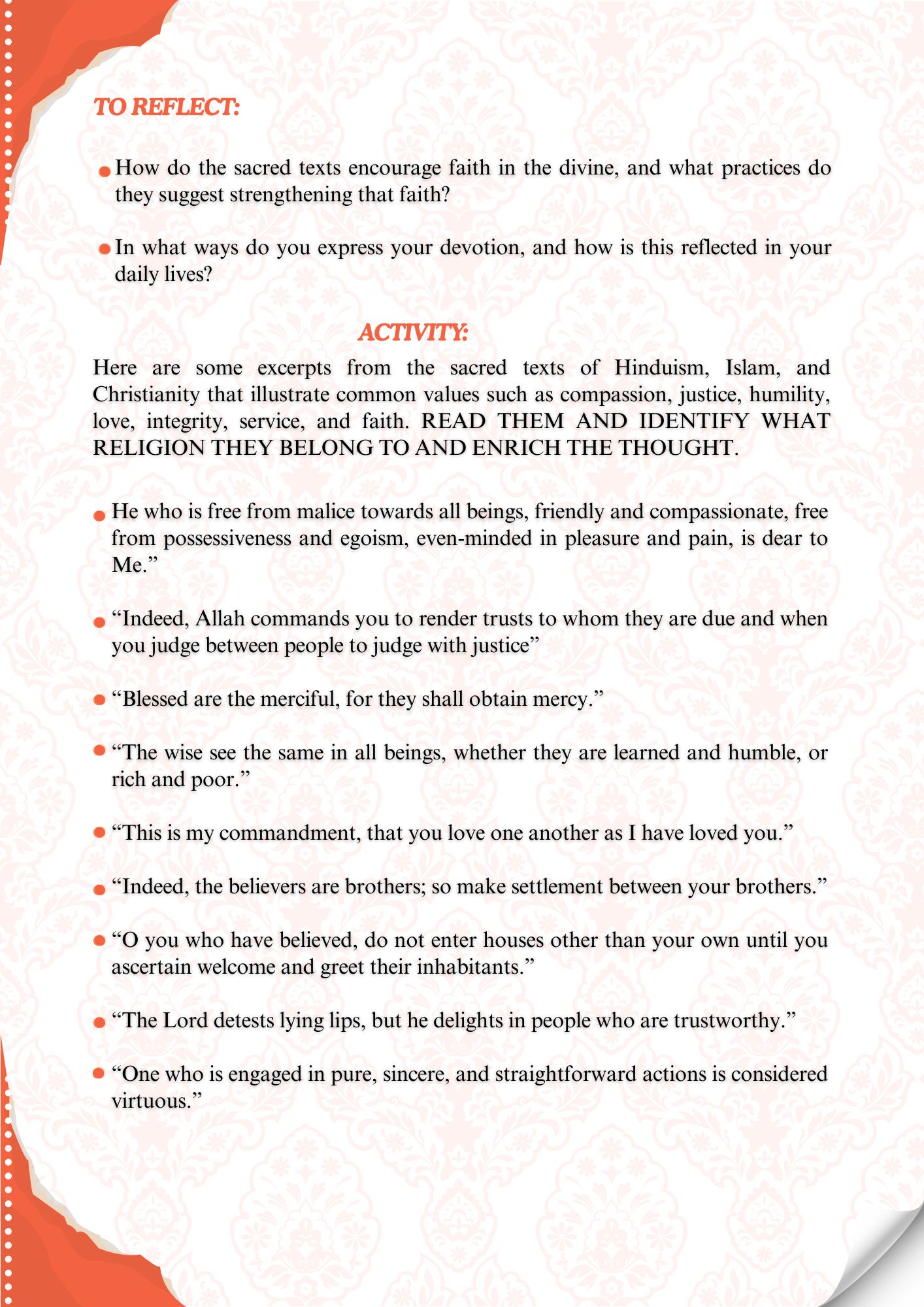 VALUES IN THE THREE RELIGIONS (3)